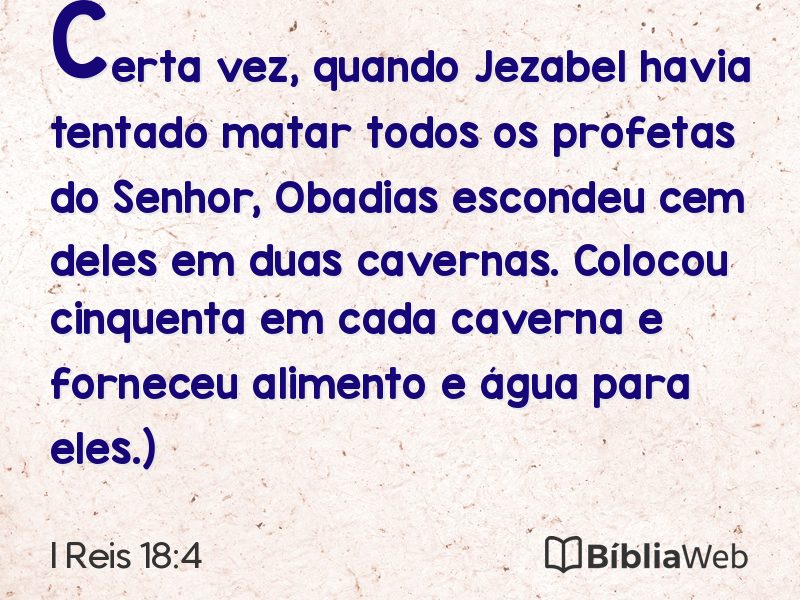 I Reis 18:4 em imagem para compartilhar
