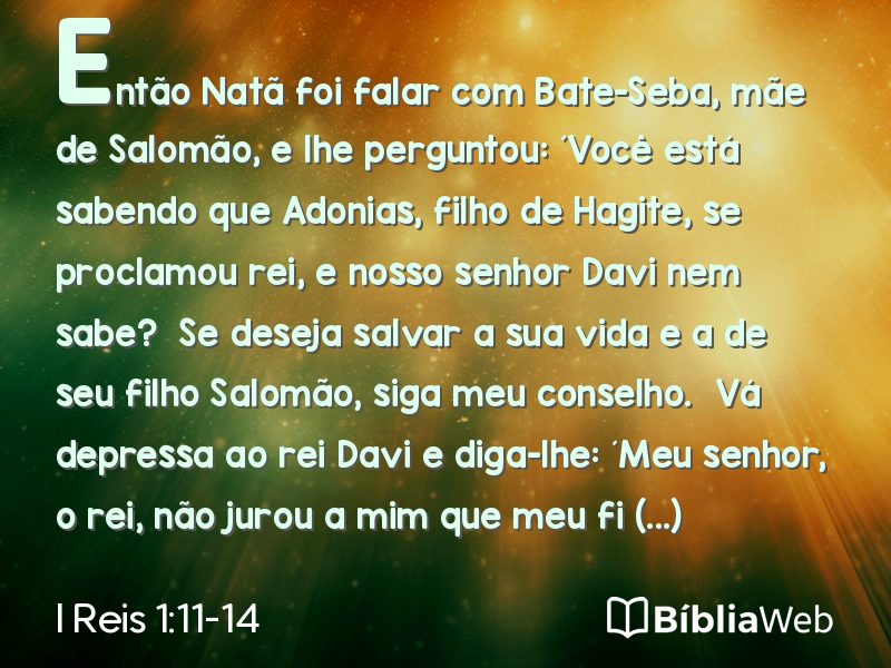 I Reis 1:11-14 em imagem para compartilhar