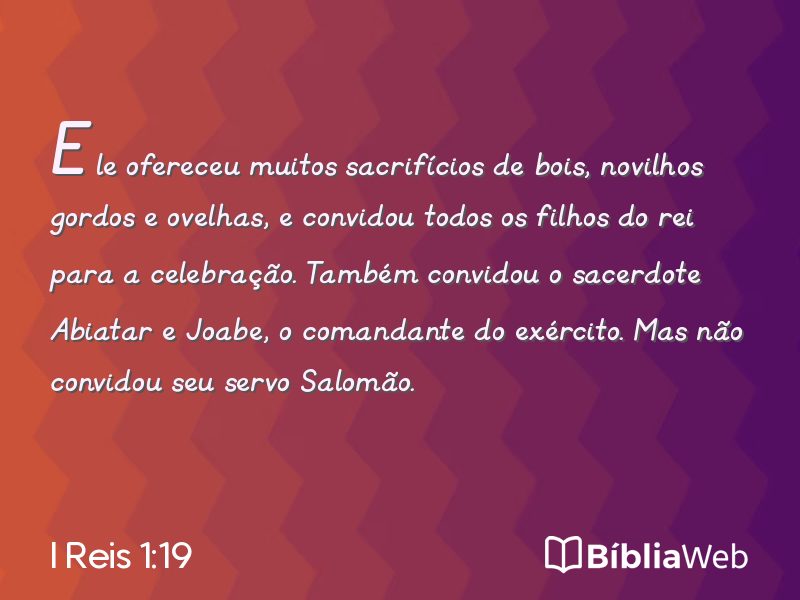 I Reis 1:19 em imagem para compartilhar