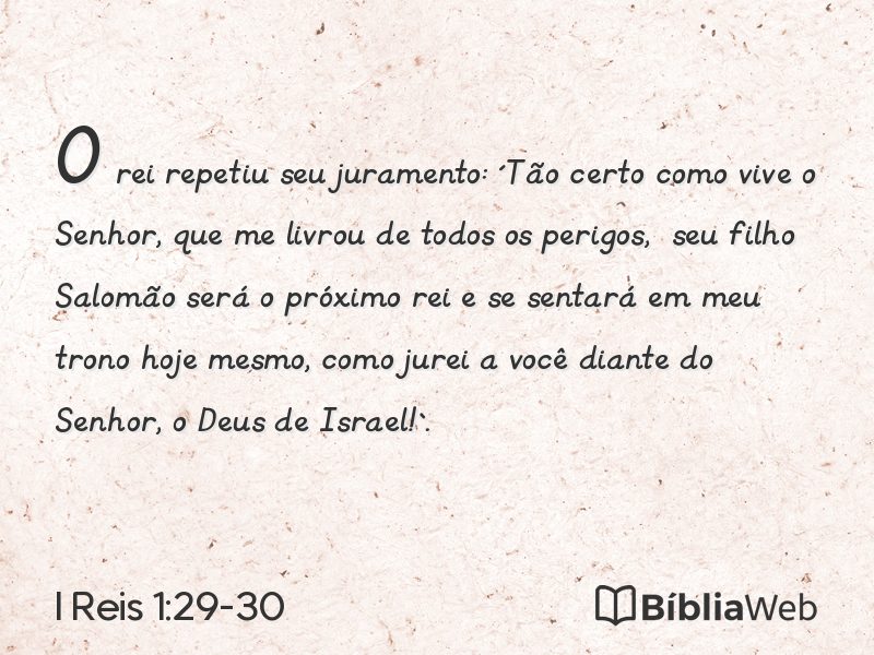 I Reis 1:29-30 em imagem para compartilhar