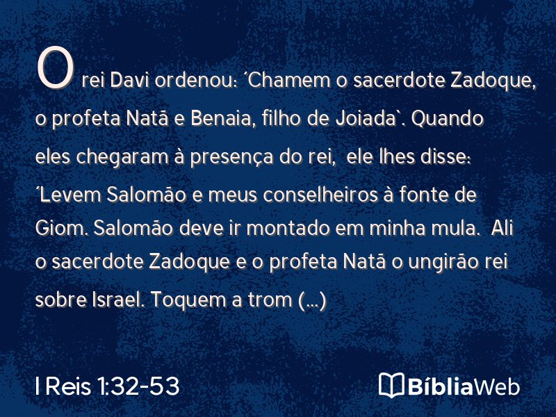 I Reis 1:32-53 em imagem para compartilhar