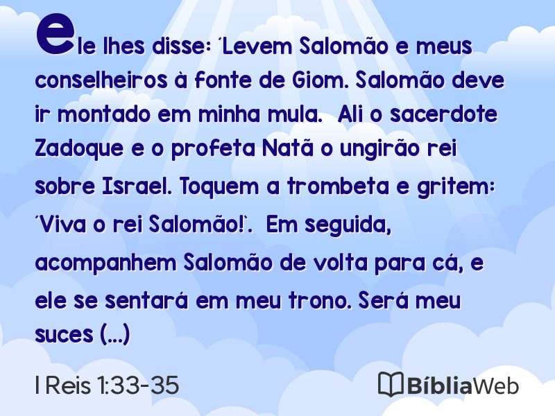 I Reis 1:33-35 em imagem para compartilhar