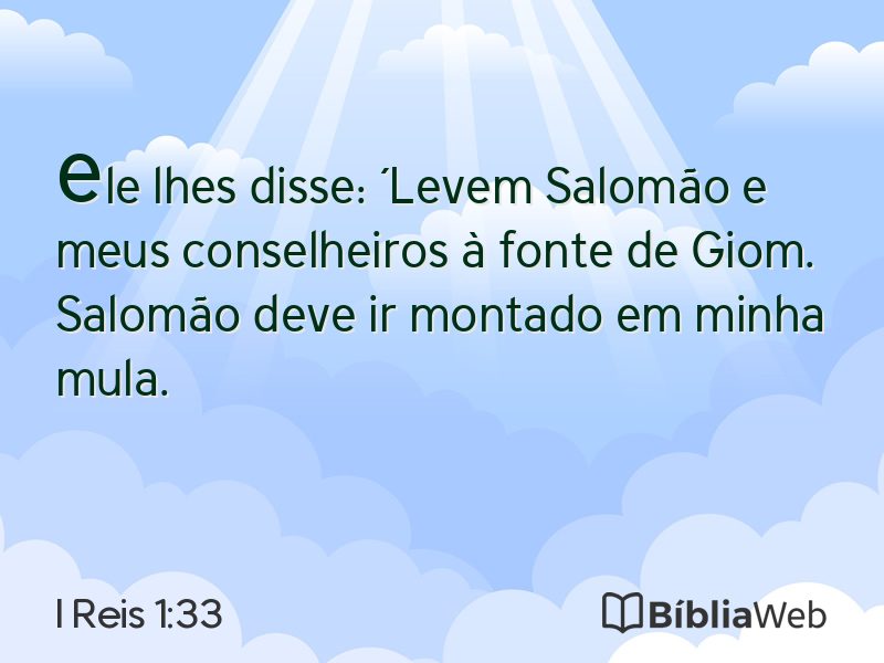 I Reis 1:33 em imagem para compartilhar