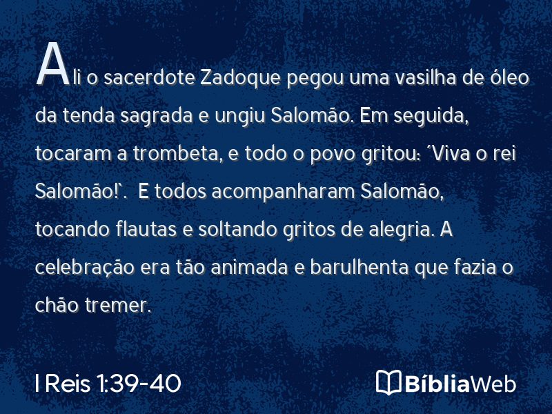 I Reis 1:39-40 em imagem para compartilhar