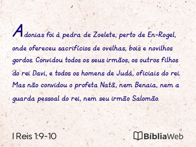 I Reis 1:9-10 em imagem para compartilhar