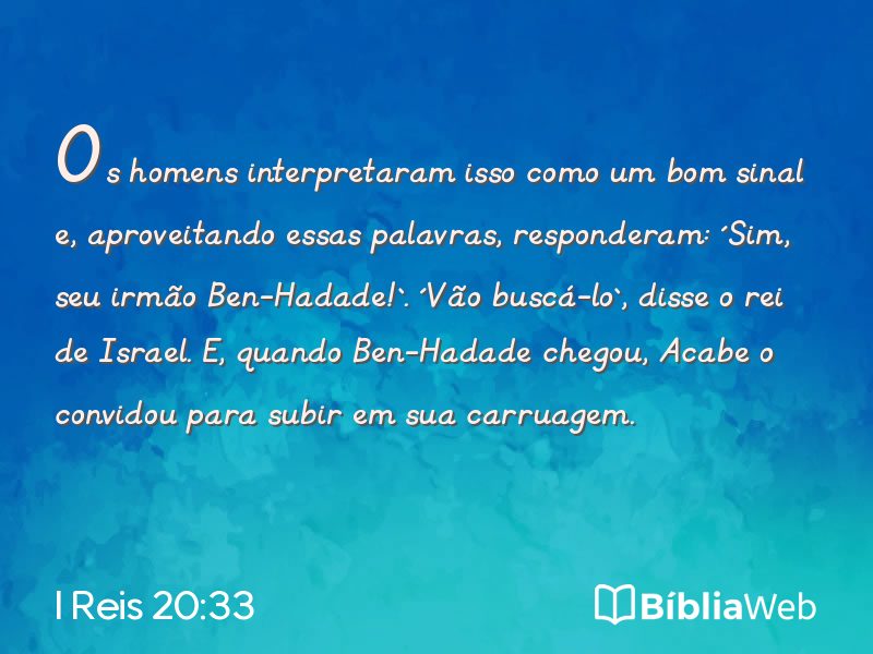 I Reis 20:33 em imagem para compartilhar