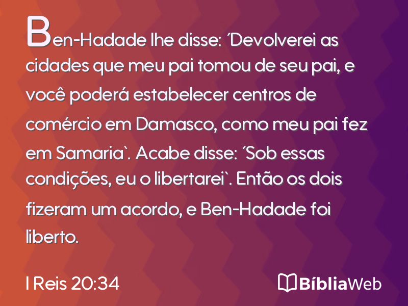 I Reis 20:34 em imagem para compartilhar