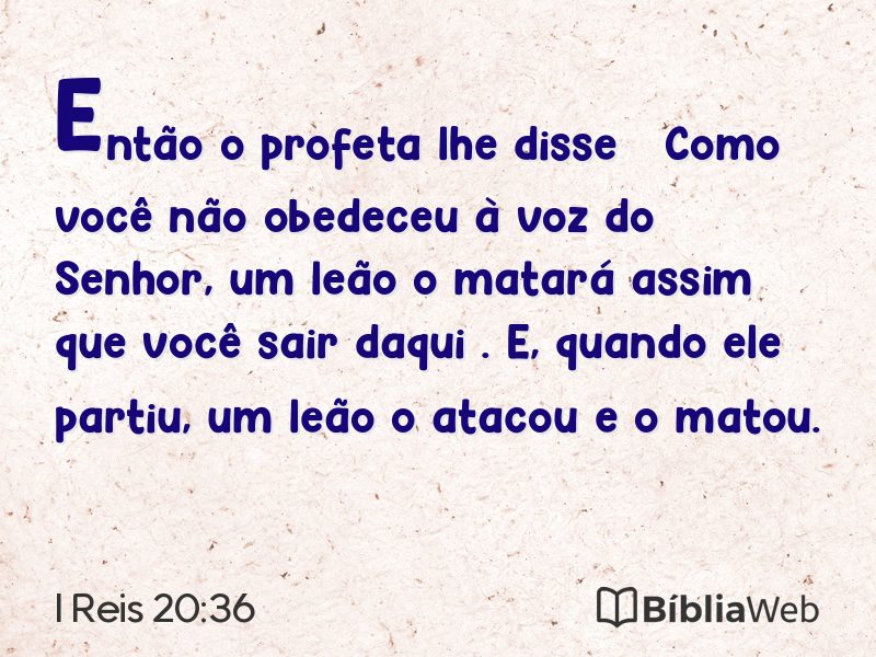 I Reis 20:36 em imagem para compartilhar