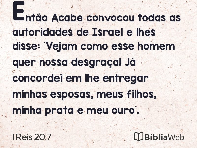 I Reis 20:7 em imagem para compartilhar