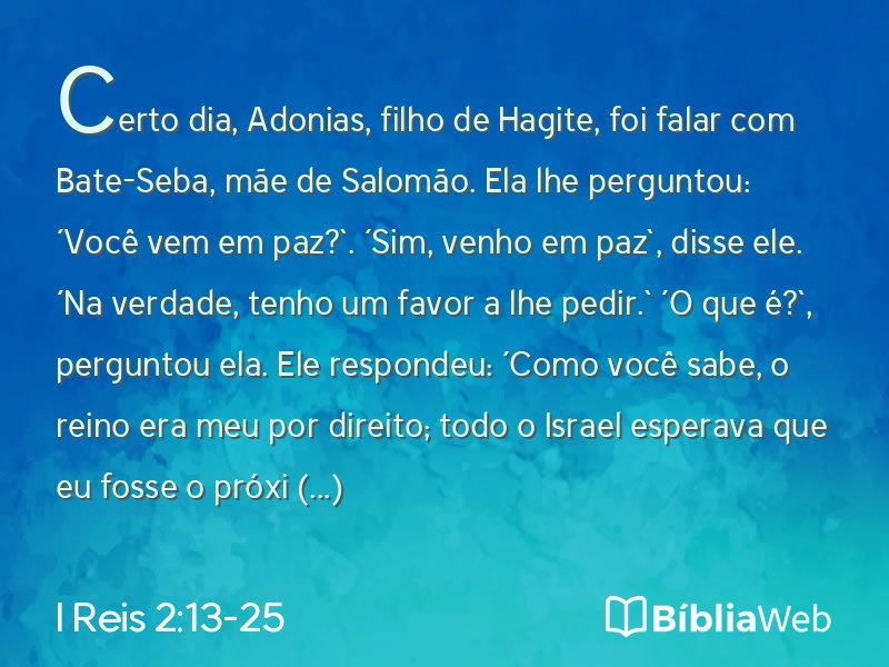 I Reis 2:13-25 em imagem para compartilhar