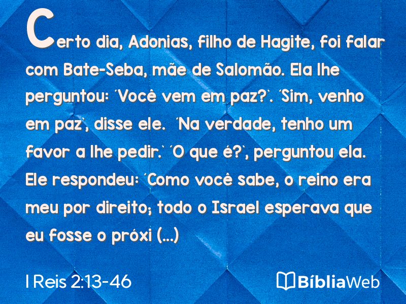 I Reis 2:13-46 em imagem para compartilhar