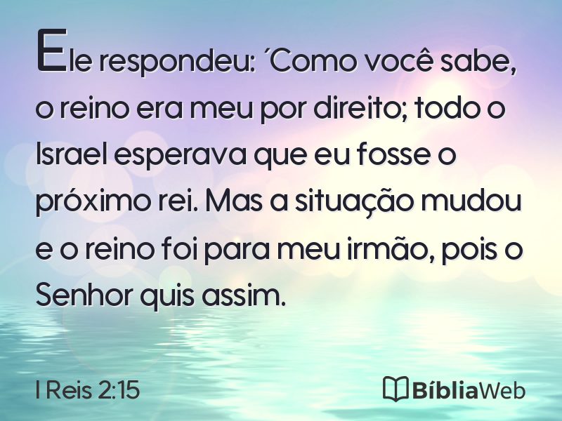 I Reis 2:15 em imagem para compartilhar