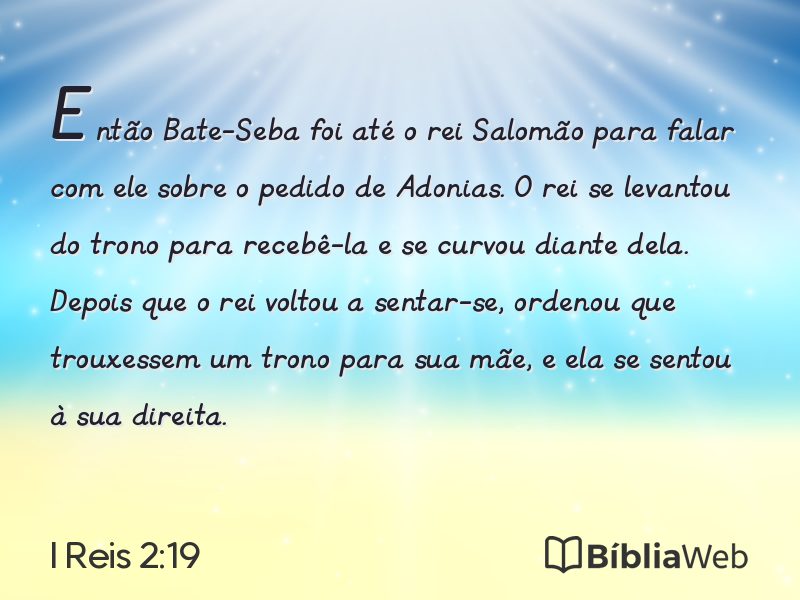 I Reis 2:19 em imagem para compartilhar