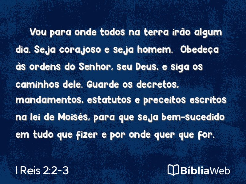 I Reis 2:2-3 em imagem para compartilhar