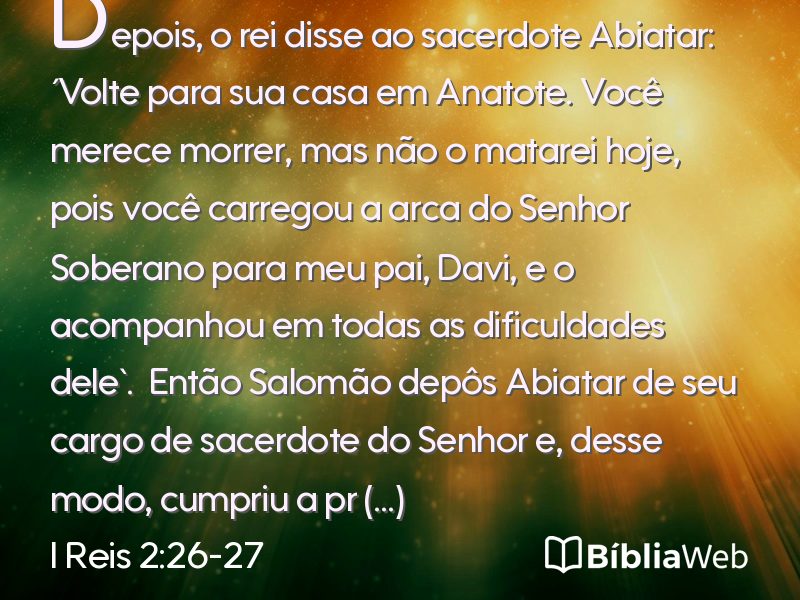 I Reis 2:26-27 em imagem para compartilhar