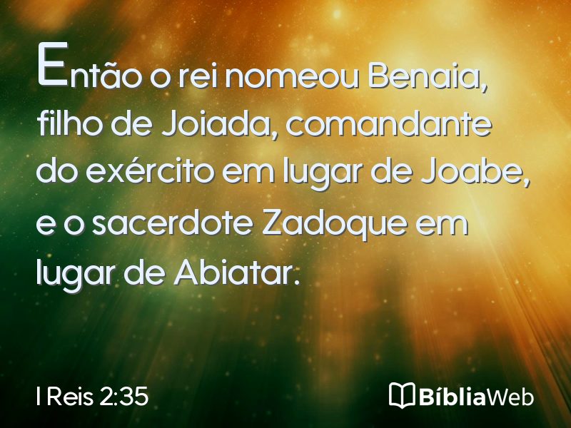 I Reis 2:35 em imagem para compartilhar