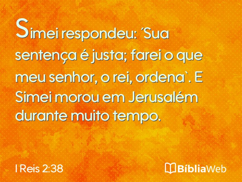 I Reis 2:38 em imagem para compartilhar