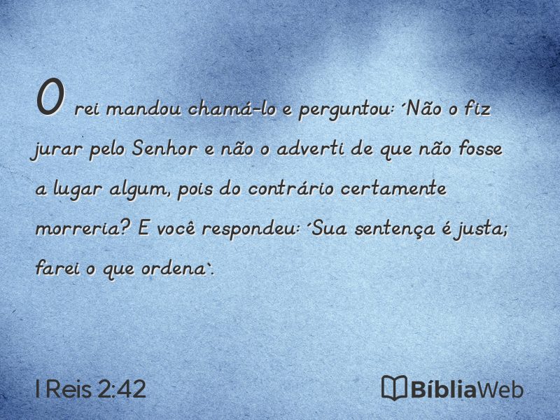 I Reis 2:42 em imagem para compartilhar
