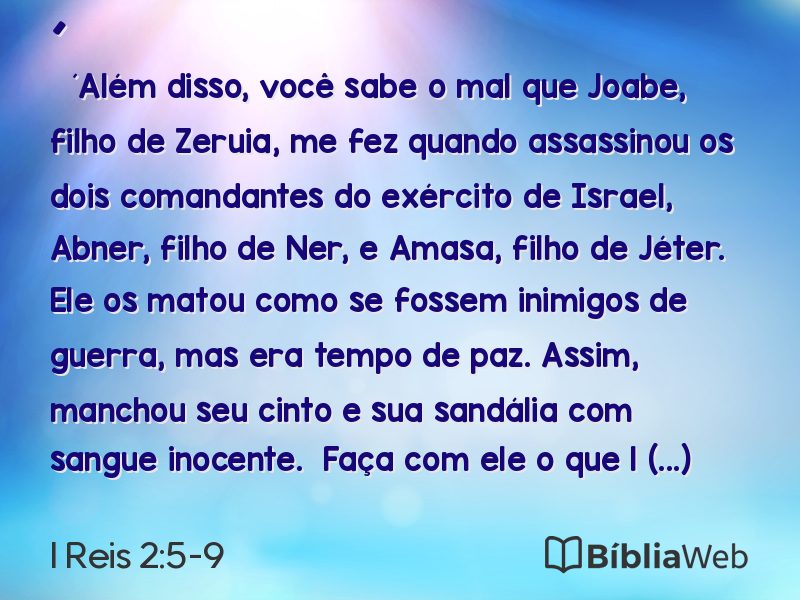 I Reis 2:5-9 em imagem para compartilhar