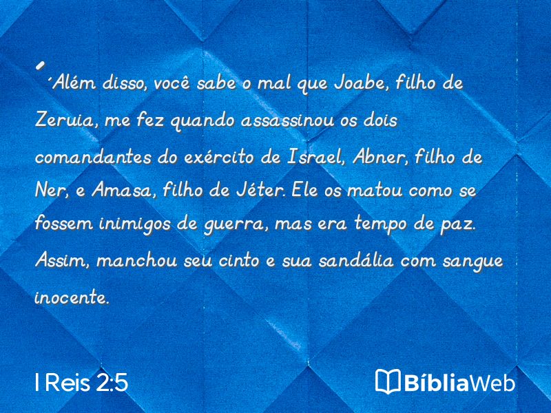 I Reis 2:5 em imagem para compartilhar