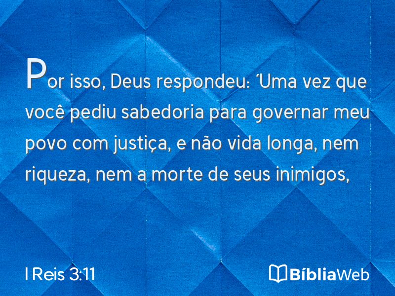 I Reis 3:11 em imagem para compartilhar