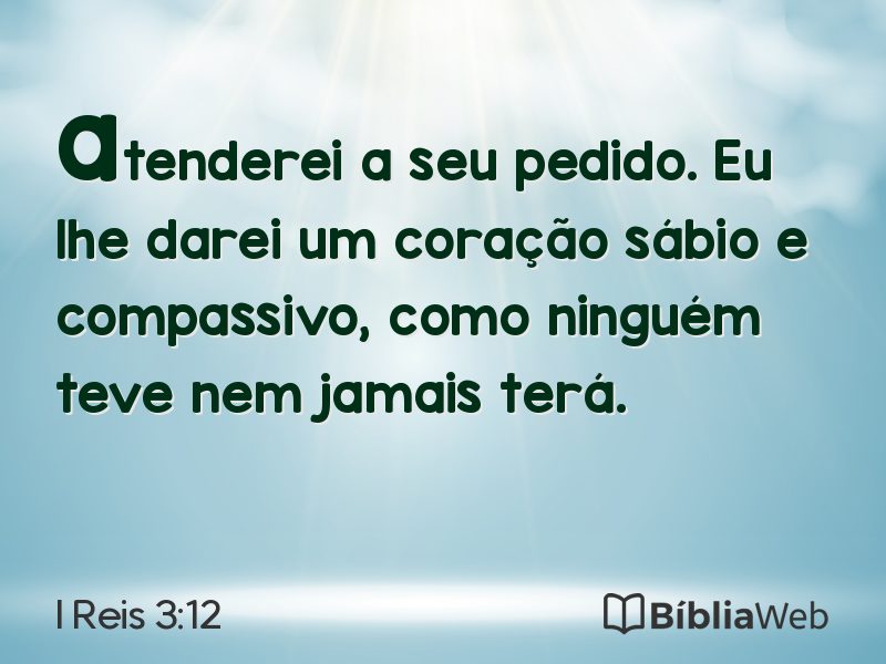 I Reis 3:12 em imagem para compartilhar