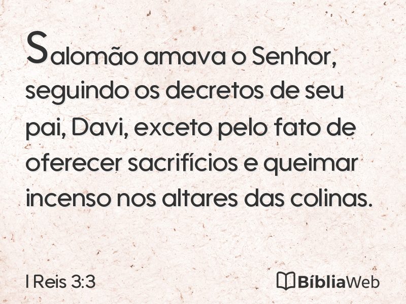 I Reis 3:3 em imagem para compartilhar