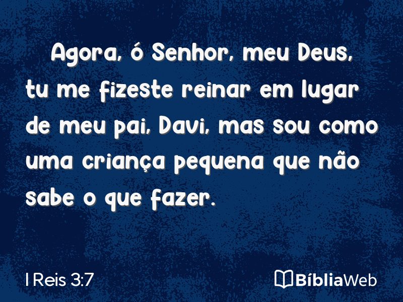 I Reis 3:7 em imagem para compartilhar