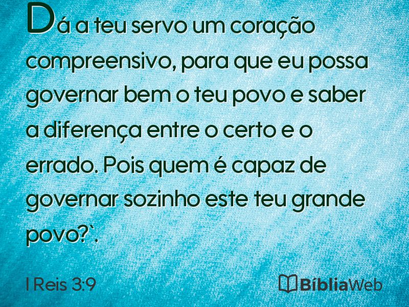 I Reis 3:9 em imagem para compartilhar