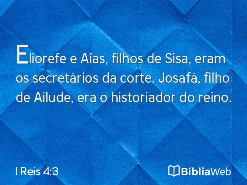 I Reis 4:3 em imagem para compartilhar