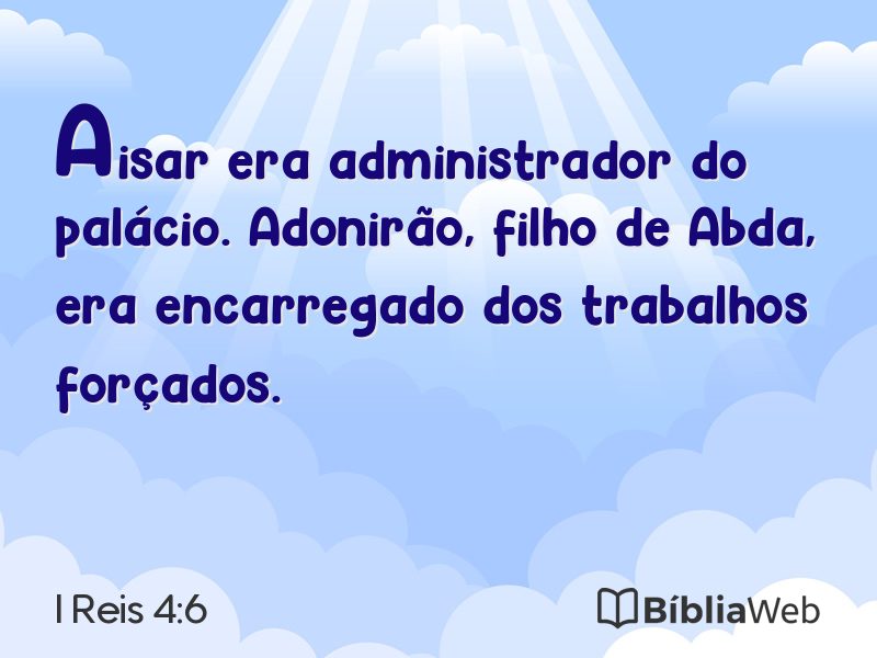 I Reis 4:6 em imagem para compartilhar