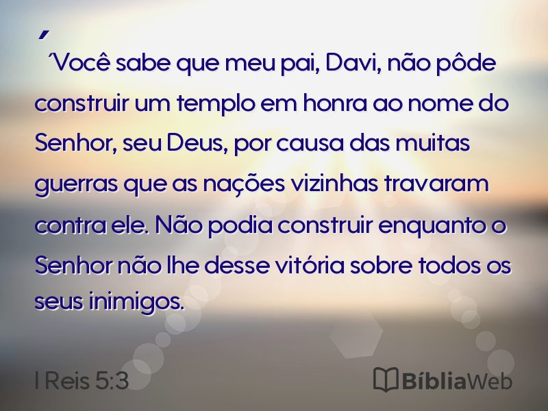 I Reis 5:3 em imagem para compartilhar