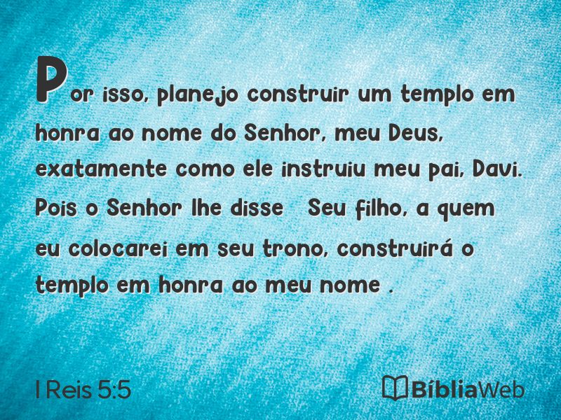 I Reis 5:5 em imagem para compartilhar