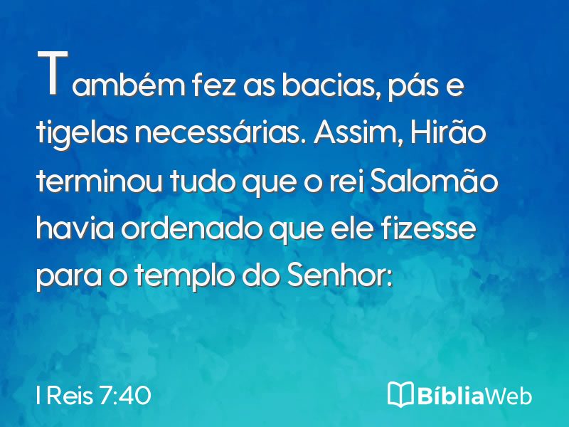 I Reis 7:40 em imagem para compartilhar
