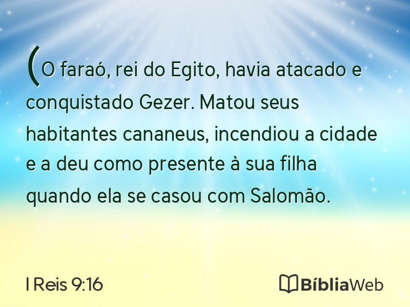 I Reis 9:16 em imagem para compartilhar