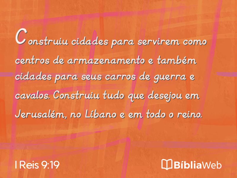 I Reis 9:19 em imagem para compartilhar