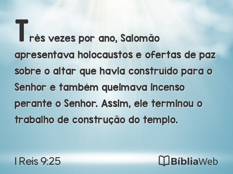 I Reis 9:25 em imagem para compartilhar