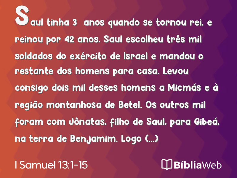 I Samuel 13:1-15 em imagem para compartilhar