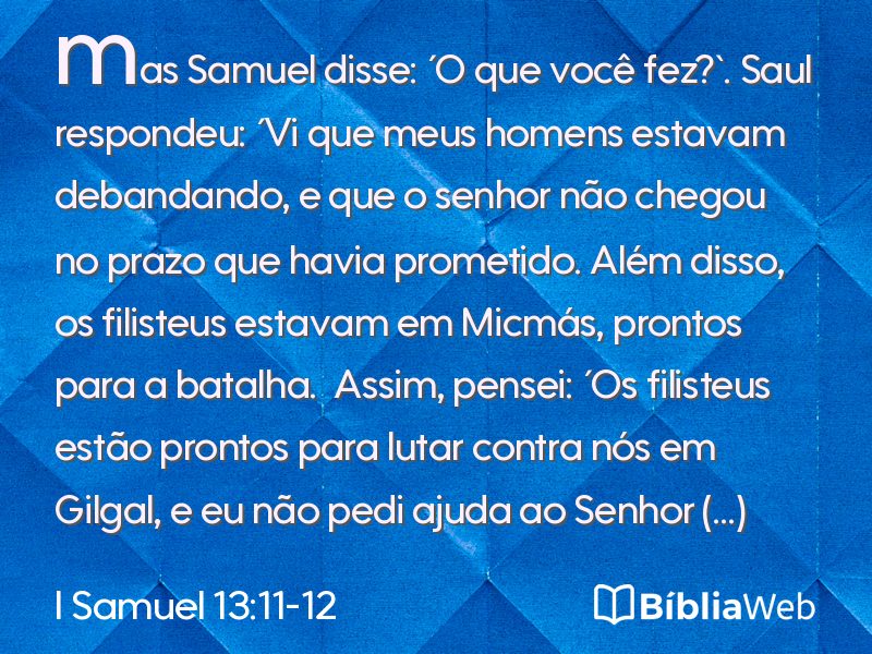 I Samuel 13:11-12 em imagem para compartilhar