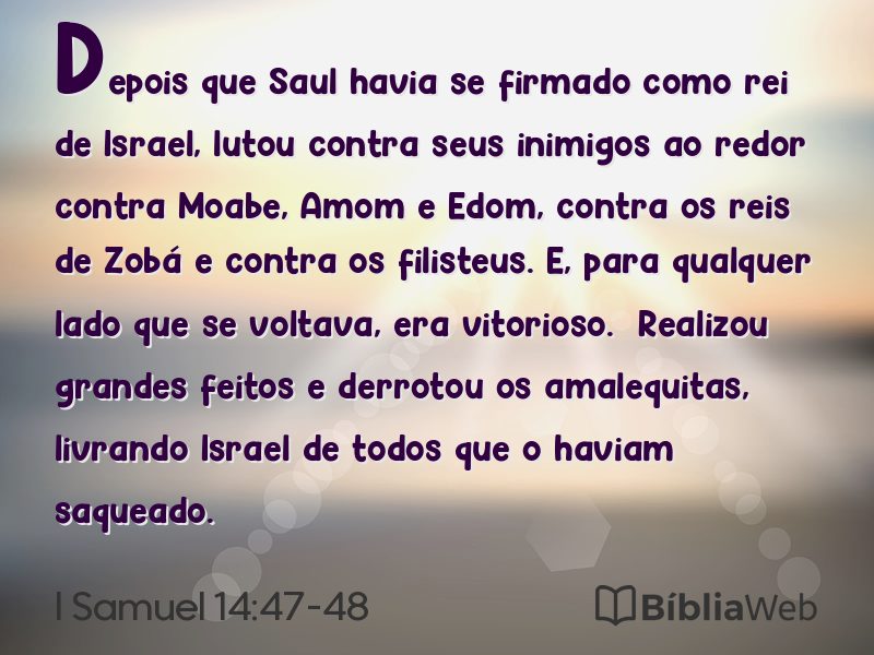 I Samuel 14:47-48 em imagem para compartilhar