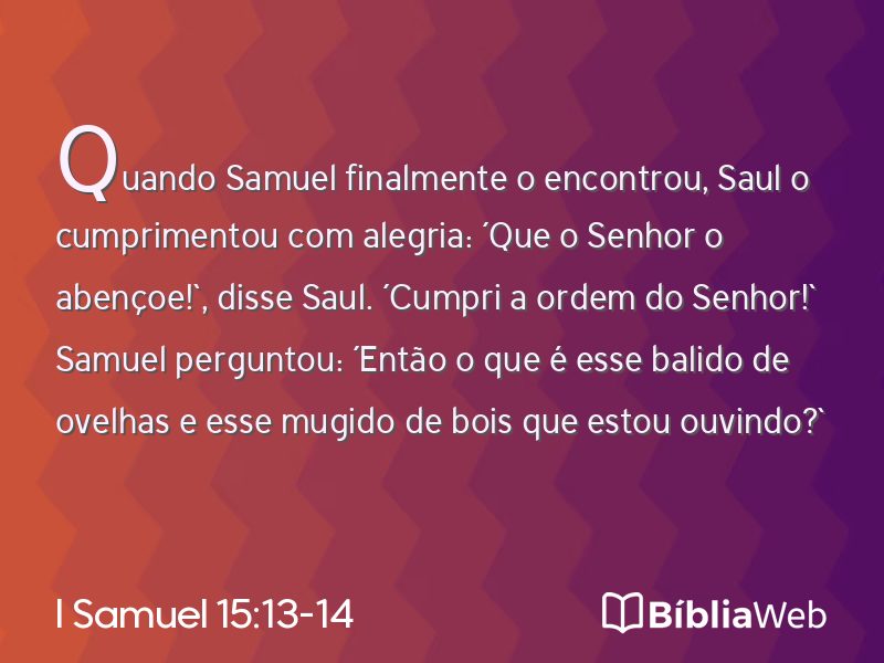 I Samuel 15:13-14 em imagem para compartilhar