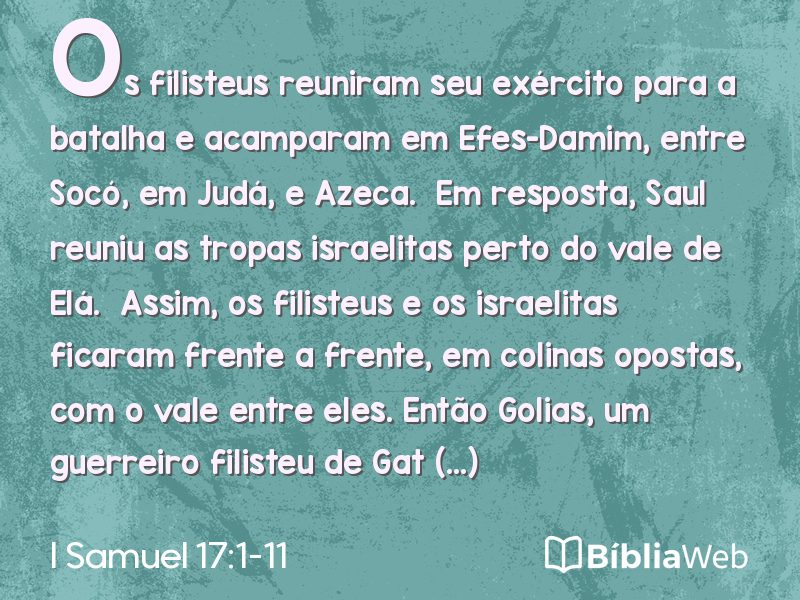 I Samuel 17:1-11 em imagem para compartilhar