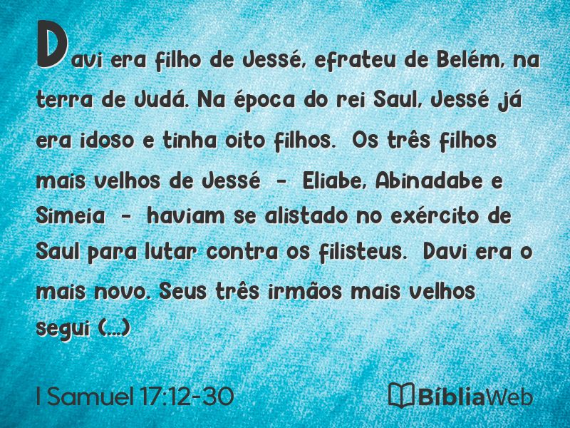 I Samuel 17:12-30 em imagem para compartilhar