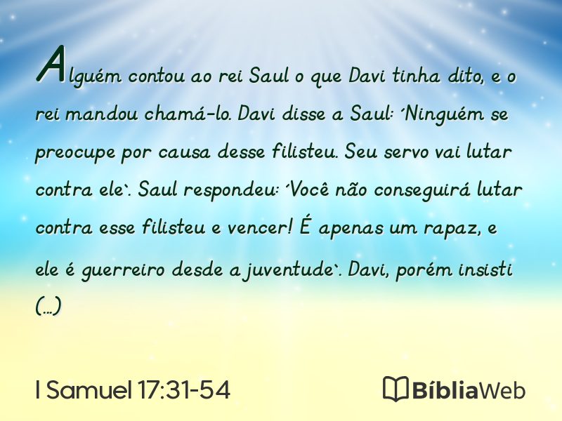 I Samuel 17:31-54 em imagem para compartilhar