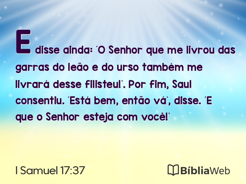 I Samuel 17:37 em imagem para compartilhar