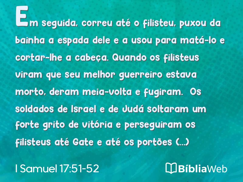I Samuel 17:51-52 em imagem para compartilhar