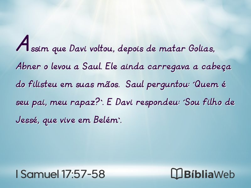 I Samuel 17:57-58 em imagem para compartilhar