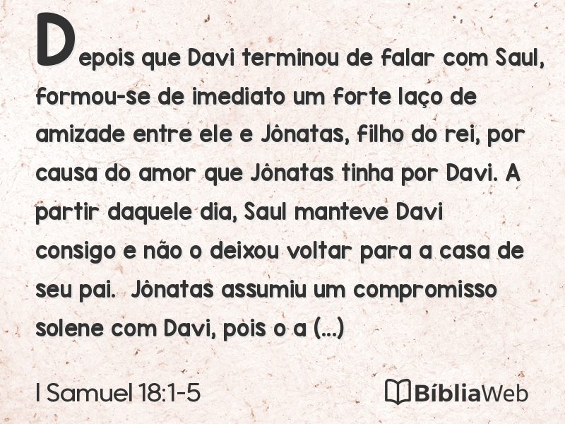 I Samuel 18:1-5 em imagem para compartilhar