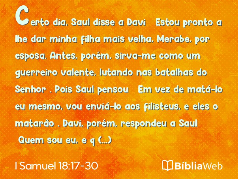 I Samuel 18:17-30 em imagem para compartilhar