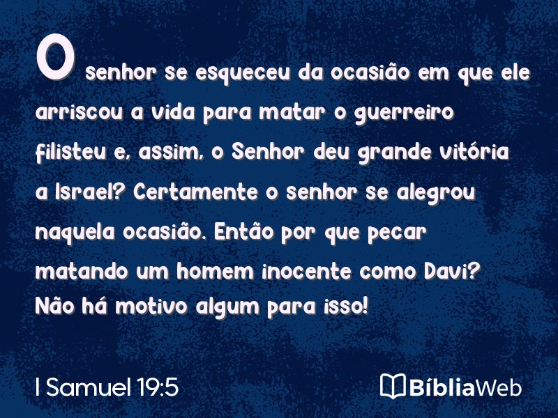 I Samuel 19:5 em imagem para compartilhar